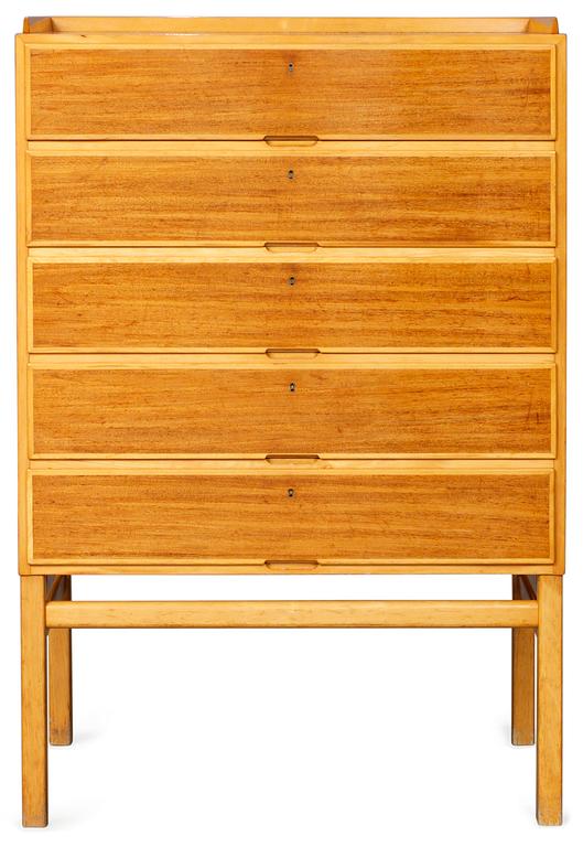 An Axel Larsson teak and beech chest of drawers, Svenska Möbelfabrikerna Bodafors , Sweden 1950's.