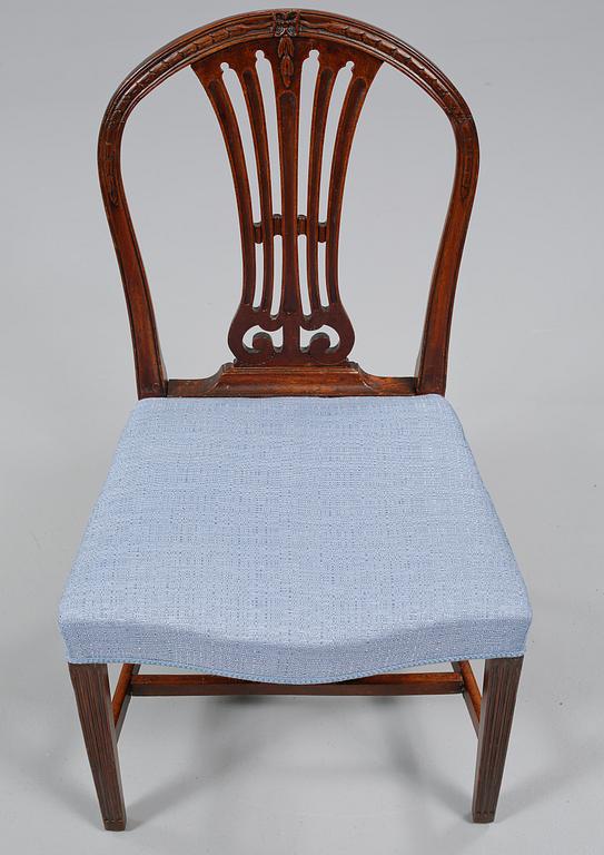 STOLAR, 6 st, samt KARMSTOLAR, 2 st, England, 1800-tal.