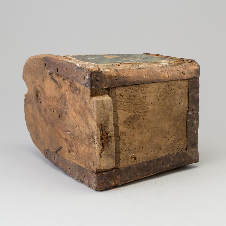 A WOODEN COLLECT BOX,
Probably 17th century.