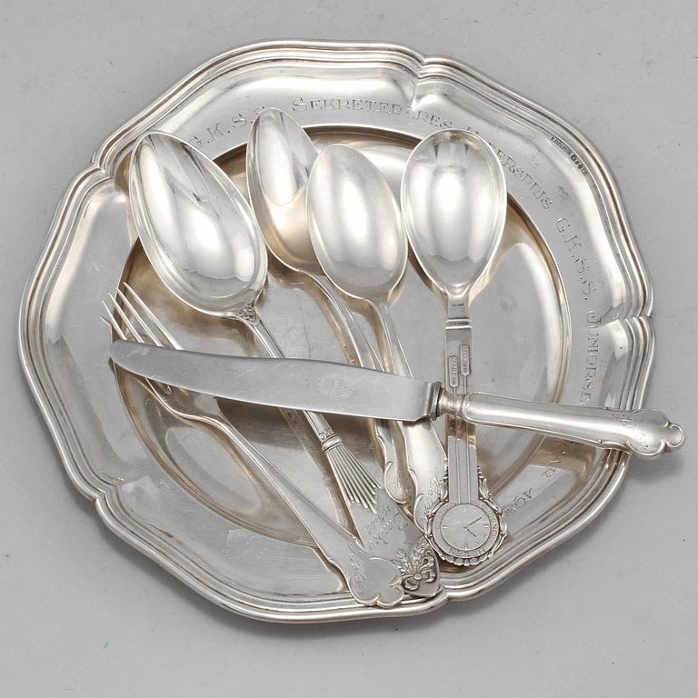PARTI SILVER, 7 delar, 1900-talets första hälft. Vikt 405 g.