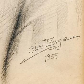 Owe Zerge, drawing signed and dated 1959.