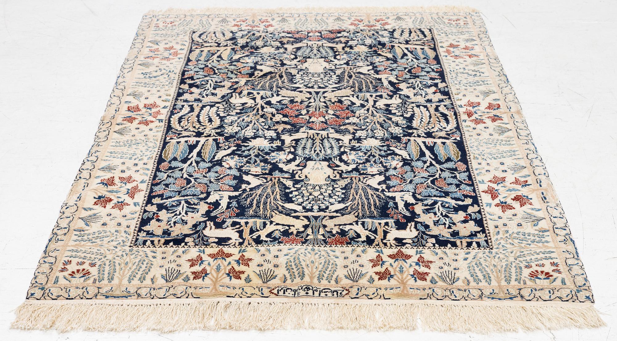 Rug, Nain, part silk, approx. 161 x 107 cm.