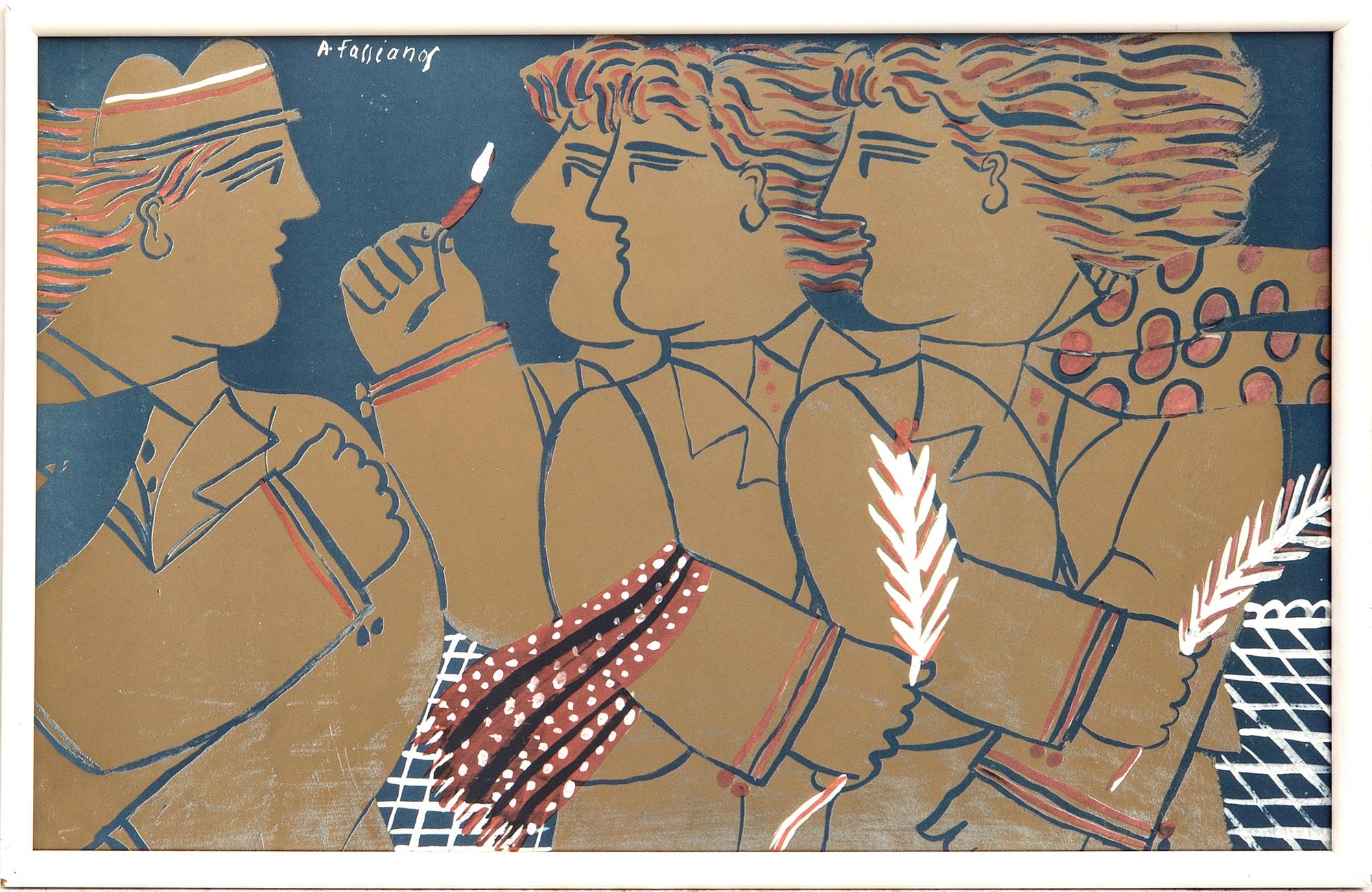 Alexandre Fassianos, blandteknik, Signerad.