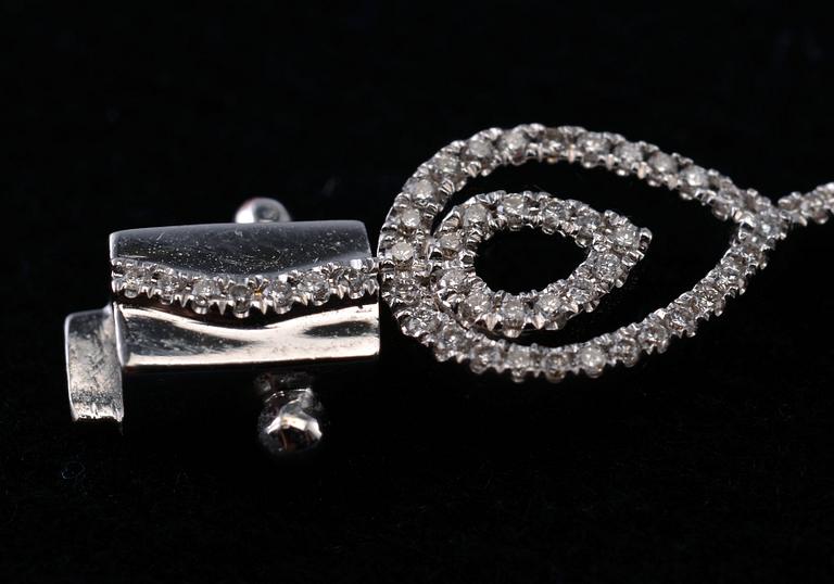 RANNEKORU, briljanttihiottuja timantteja n. 1.12 ct. 18K valkokultaa. Pituus 18,5 cm. Paino 13 g.