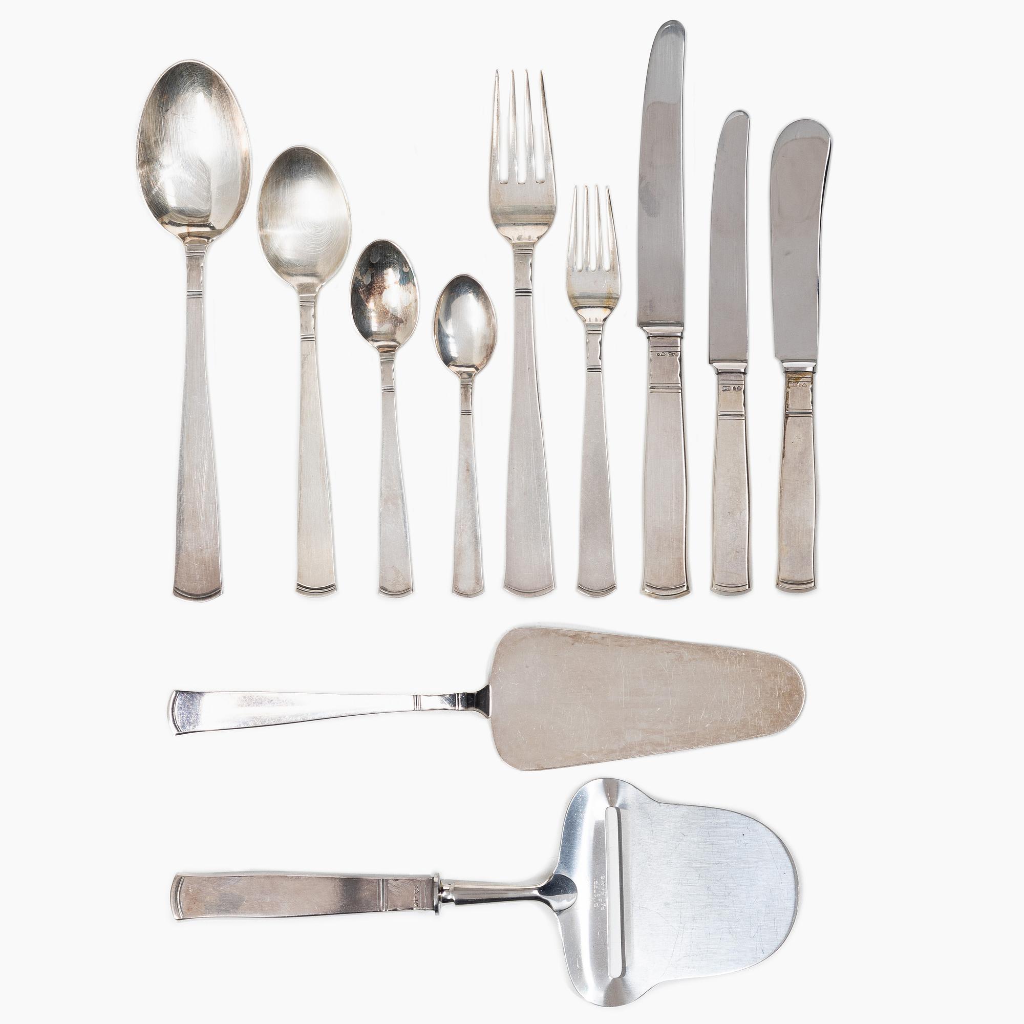 Jacob Ängman, a 102-piece silver flatware set, 'Rosenholm', in a box, GAB, Sweden, 1952-1997-.