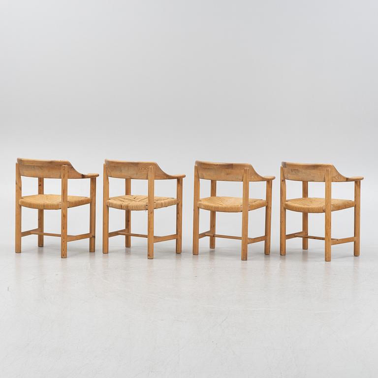 Rainer Daumiller, a set of four pine armchairs, Denmark, 1960s/70s.