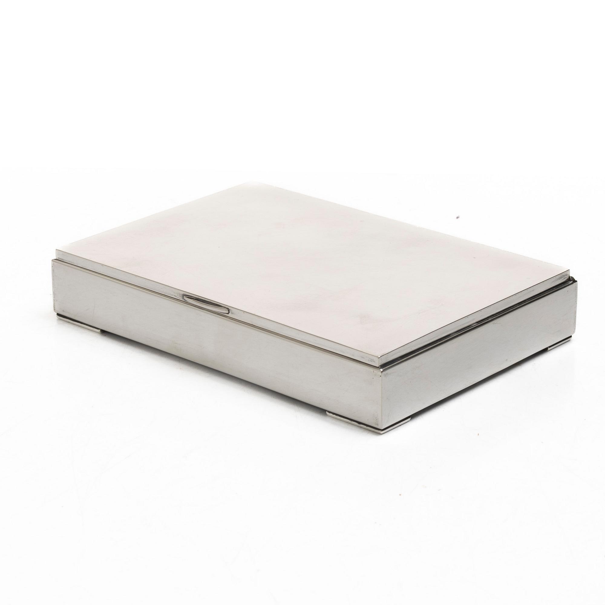 A 20th century sterling silver cigar-box.