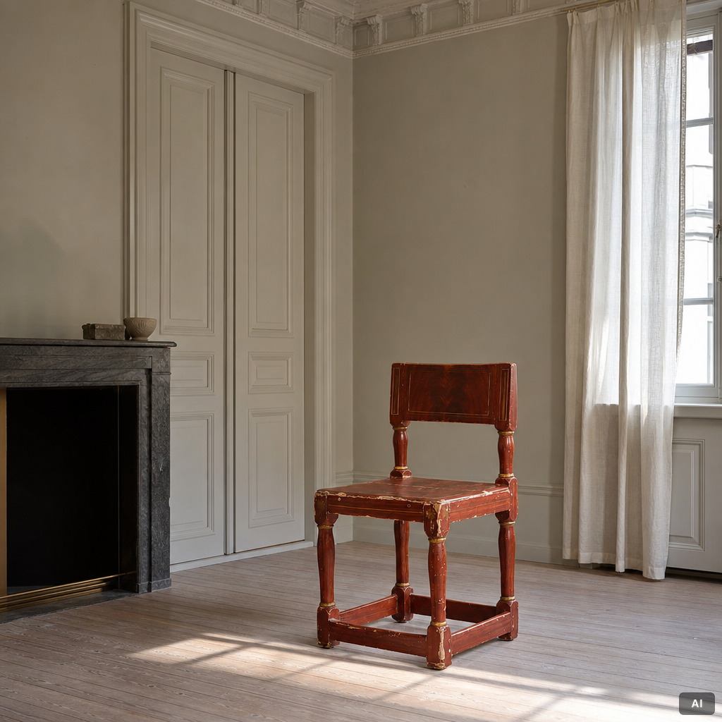 Chairs, three pieces, folk art, 17th/18th century.
