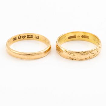 Rings, 2 pieces, 18K gold.