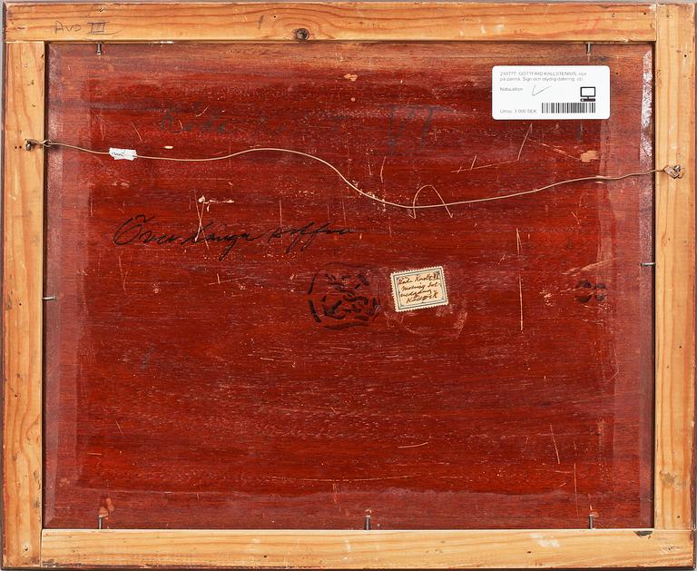 GOTTFRID KALLSTENIUS, olja på pannå. Sign och otydlig datering.