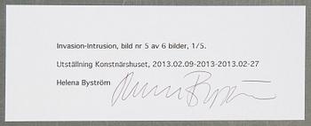 Helena Byström, photograph, signed and numbered 1/5 verso.