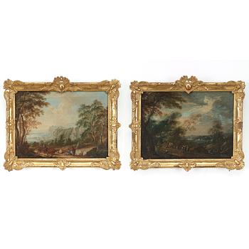 FRENCH SHOOL, 18Th Century, a pair, oil on canvas, unsigned.