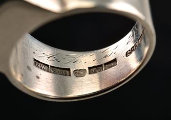 Bertel Gardberg, RING, silver med rosenkvarts, N. Westerback, Helsingfors 1960. Vikt 10 g.