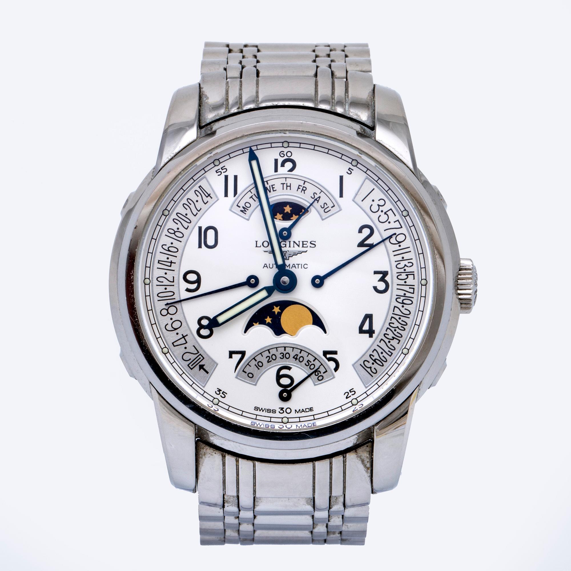 Longines Saint-Imier Moonphase Automatic SET L2.764.4.73.6, wristwatch 44 mm.