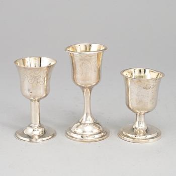 Three Swedish 18th/19th century silver cups, mark of.