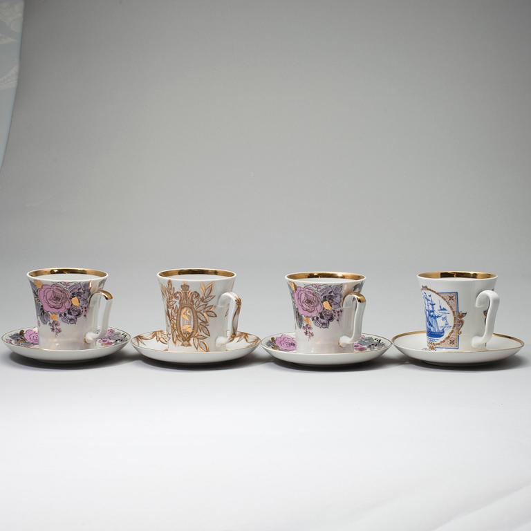 PARTI PORSLIN, 7 delar, Lomonosov, Sovjetunionen. Ca 1970-1990-tal.