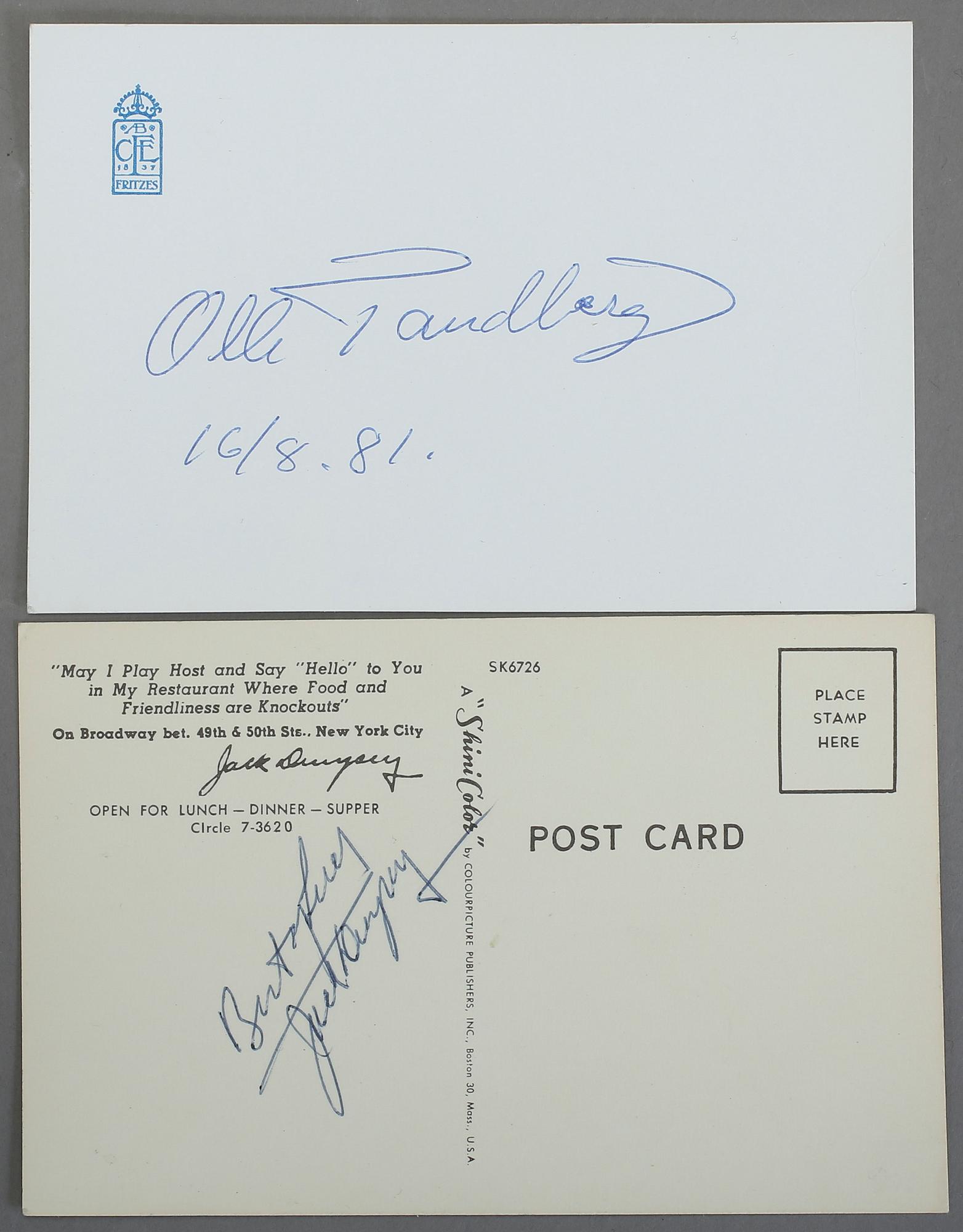 JACK DEMPSEY, FLOYD PATTERSON, INGO, TANDBERG, namnteckningar.