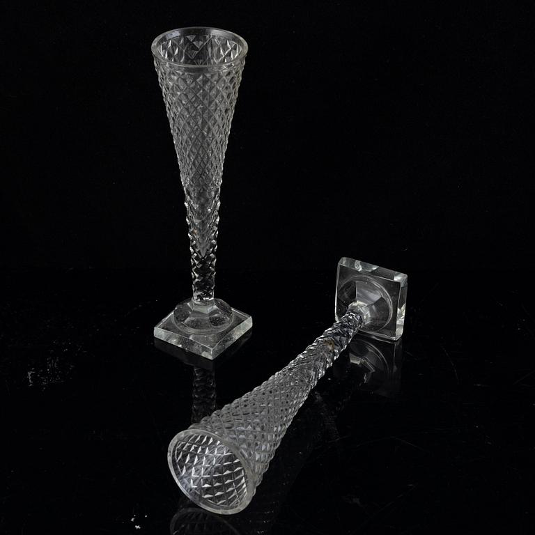 Four champagne glassas and 6 wineglasses, first half of the 19th century.