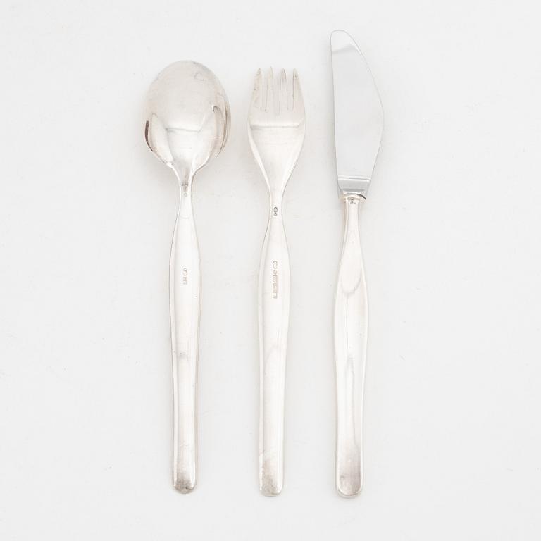 Tapio Wirkkala, a 36 piece silver cutlery set, 'Tapio',  Kultakeskus, Tavastehus, Finland.