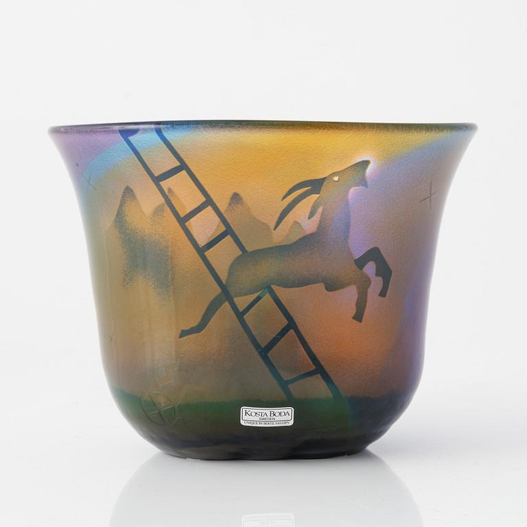 Bertil Vallien, a unique blasted glass vase, Kosta Boda, Sweden.
