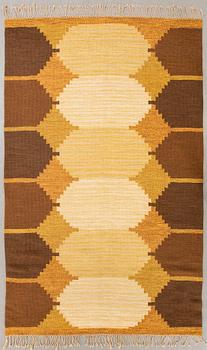 A Swedish flat weave carpet signed BS 260x159 cm.