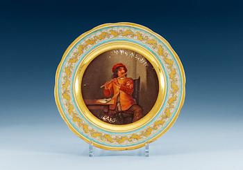 TALLRIK, porslin. Ryssland, kejserliga porslinsmanufakturen, St Petersburg, Tsar Nikolaj I:s period (1825-55).