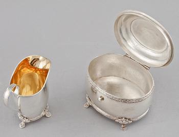 KAFFESERVIS, 3 delar, silver, Gustaf Möllenborg, Stockholm, 1906. Total vikt 1250 g.