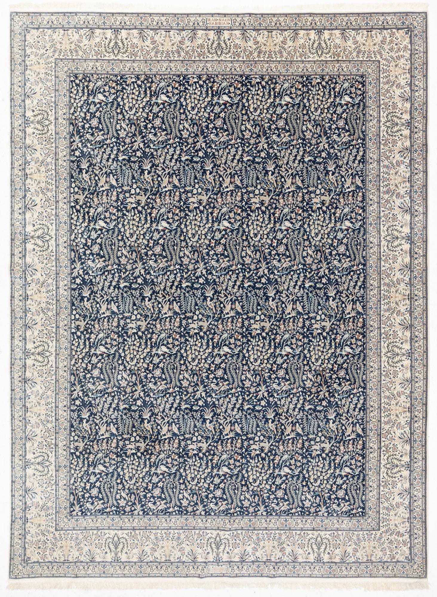 Matta, old Nain part silk, centrala Iran, 425 x 310 cm.