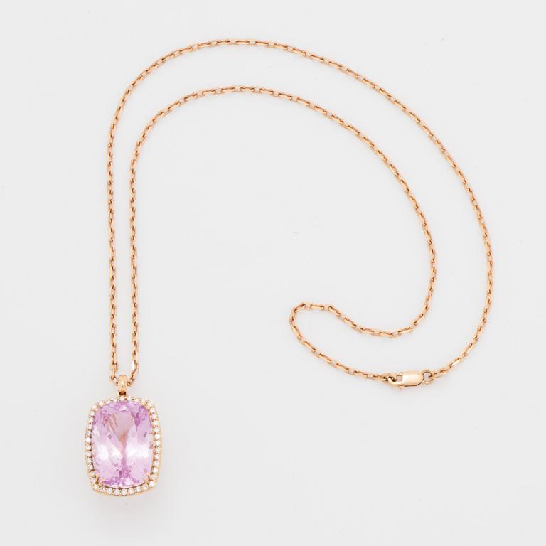 Kunzite and diamond necklace.
