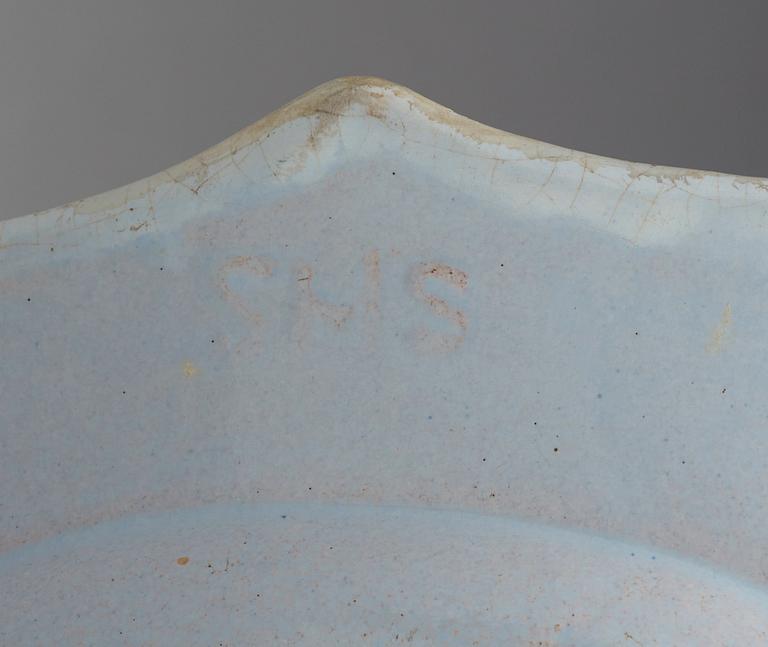 A Swedish Rörstrand faience dish, dated 10/1 (17)60.