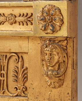 A late Gustavian giltwood mirror, Stockolm circa 1800.