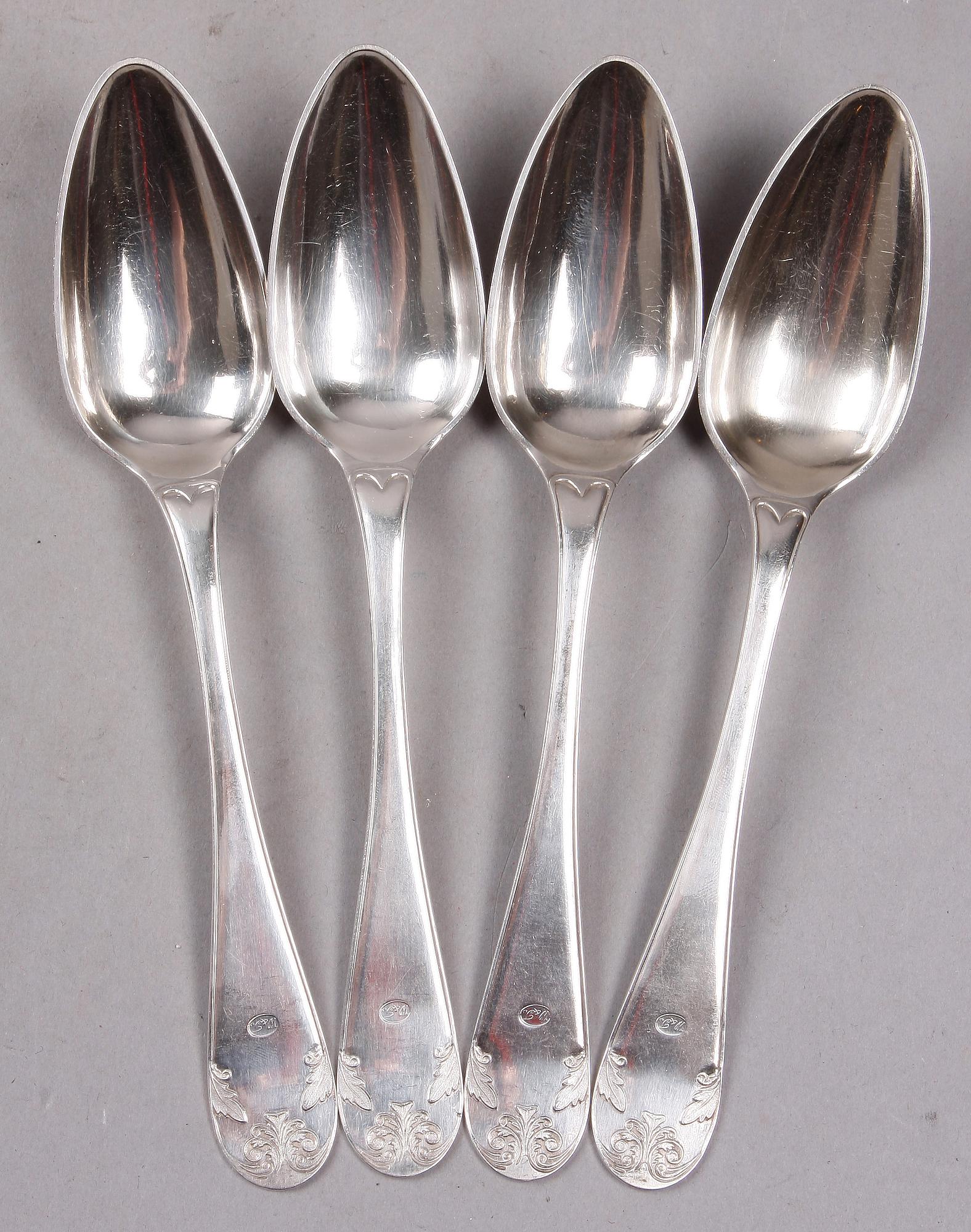 MATSKEDAR, 4 st, silver, Johan Peter Hedman, Norrköping 1841.