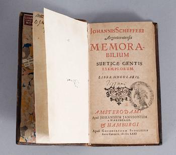 PARTI BÖCKER, 6 st, bl.a "Memorabilium", Johannis Schefferi, 1672.