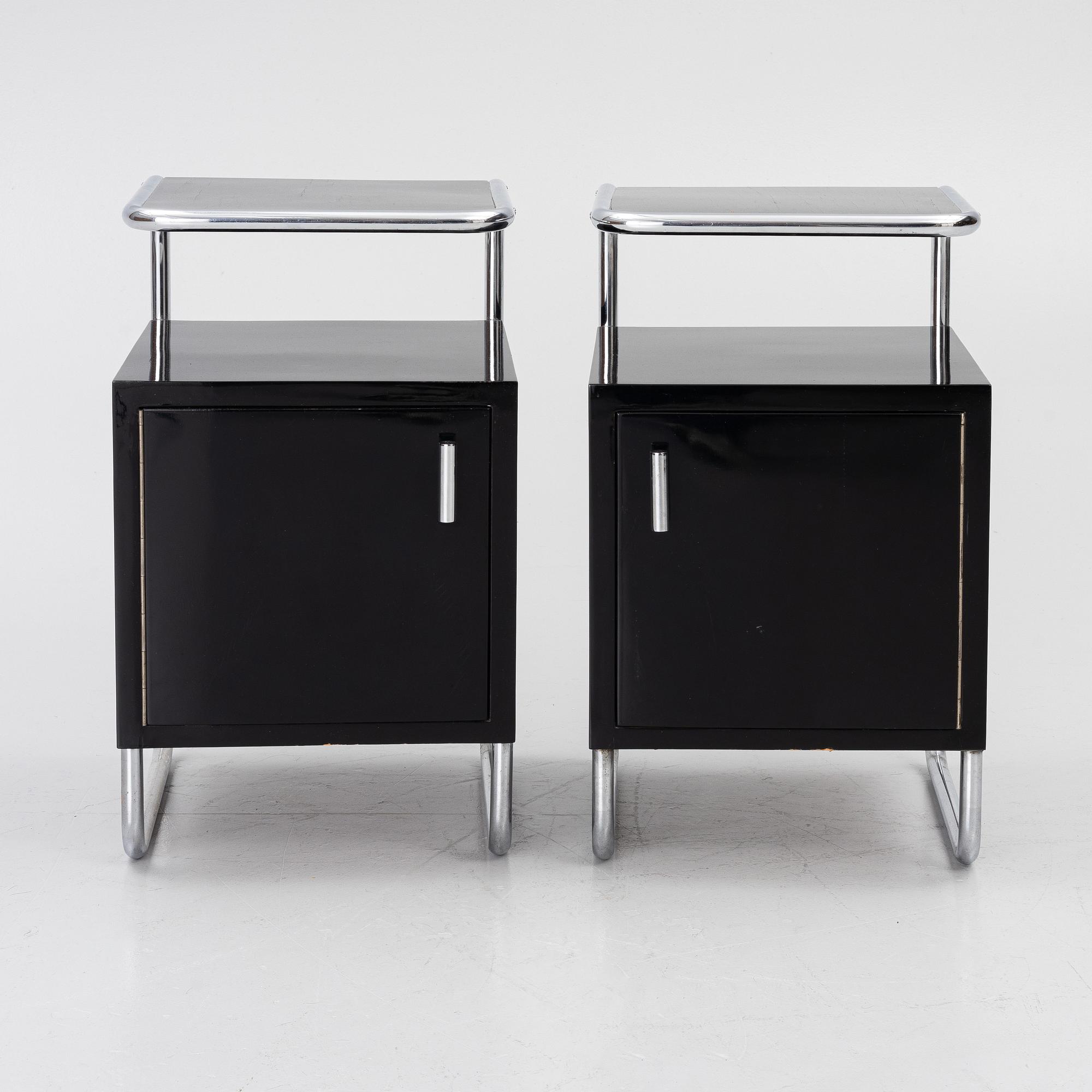 Bedside tables, a pair, Functionalist, 1930s.