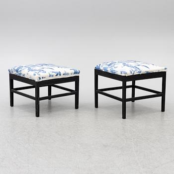 Two gustavian style stools, 20th century.