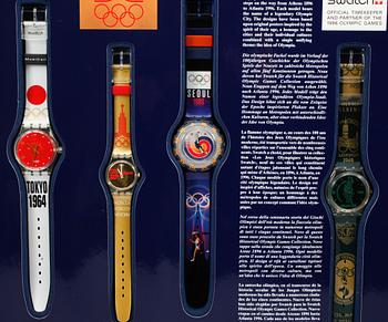 ARMBANDSUR, 9 st, "Swatch Historical Olympic Games Collection", Swatch, numrerad 4100/9999, 1995.