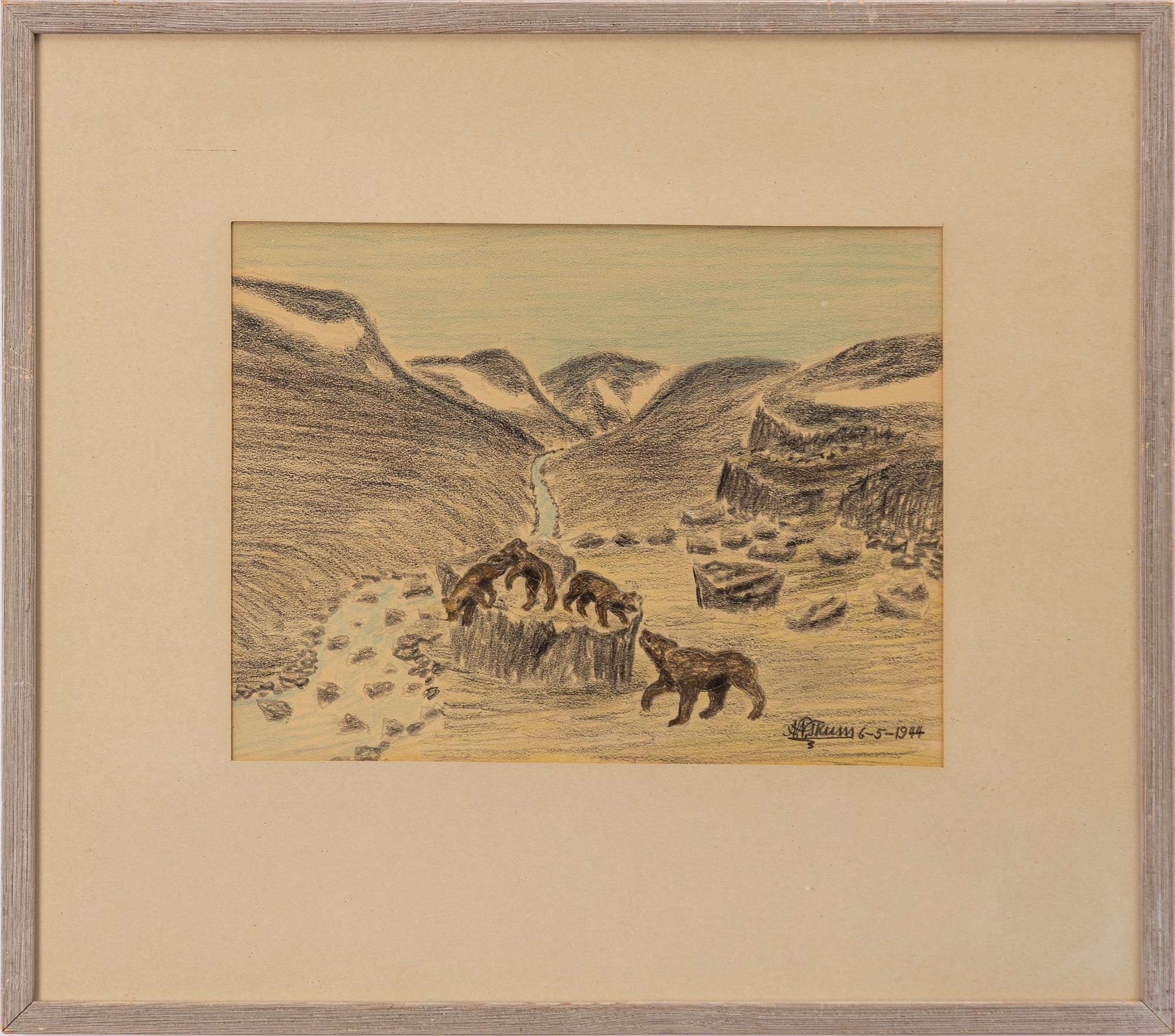 Nils Nilsson Skum, Bears by the mountain stream.