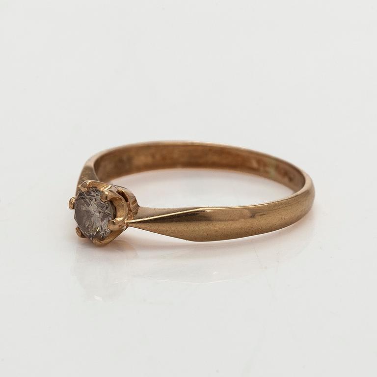 Ring, brilliant cut diamond 0.29 ct, 14K gold, 1992.