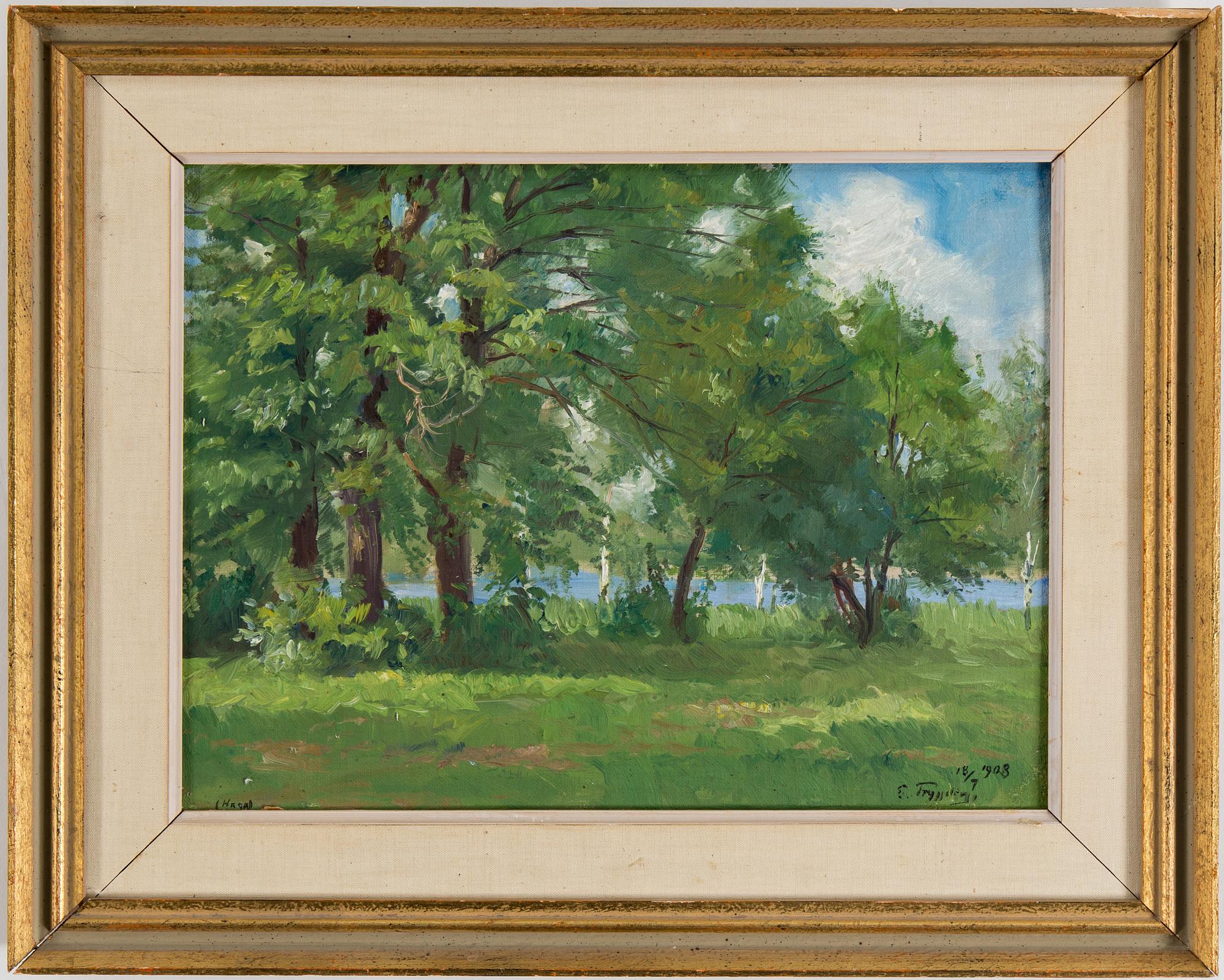 ERIK TRYGGELIN, oil on board, signed and dated 1908.