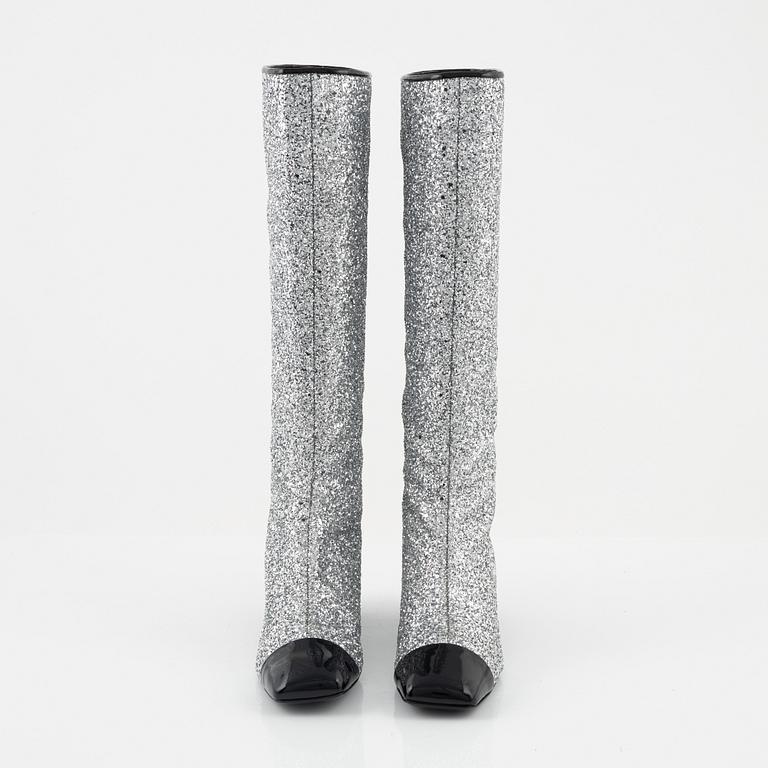 Chanel, a pair of sequin high boots, size 37 1/2.