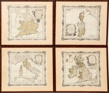 Maps of Europe, 8 pcs., 18th century, France.