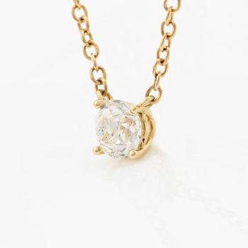 Necklace, single-stone pendant, 18K gold with old-cut diamond, accompanying IGI report.