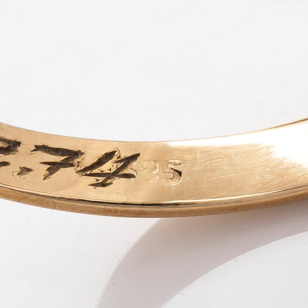 Ring, 14K guld med odlade pärlor/malakit. Finska import stämplar.