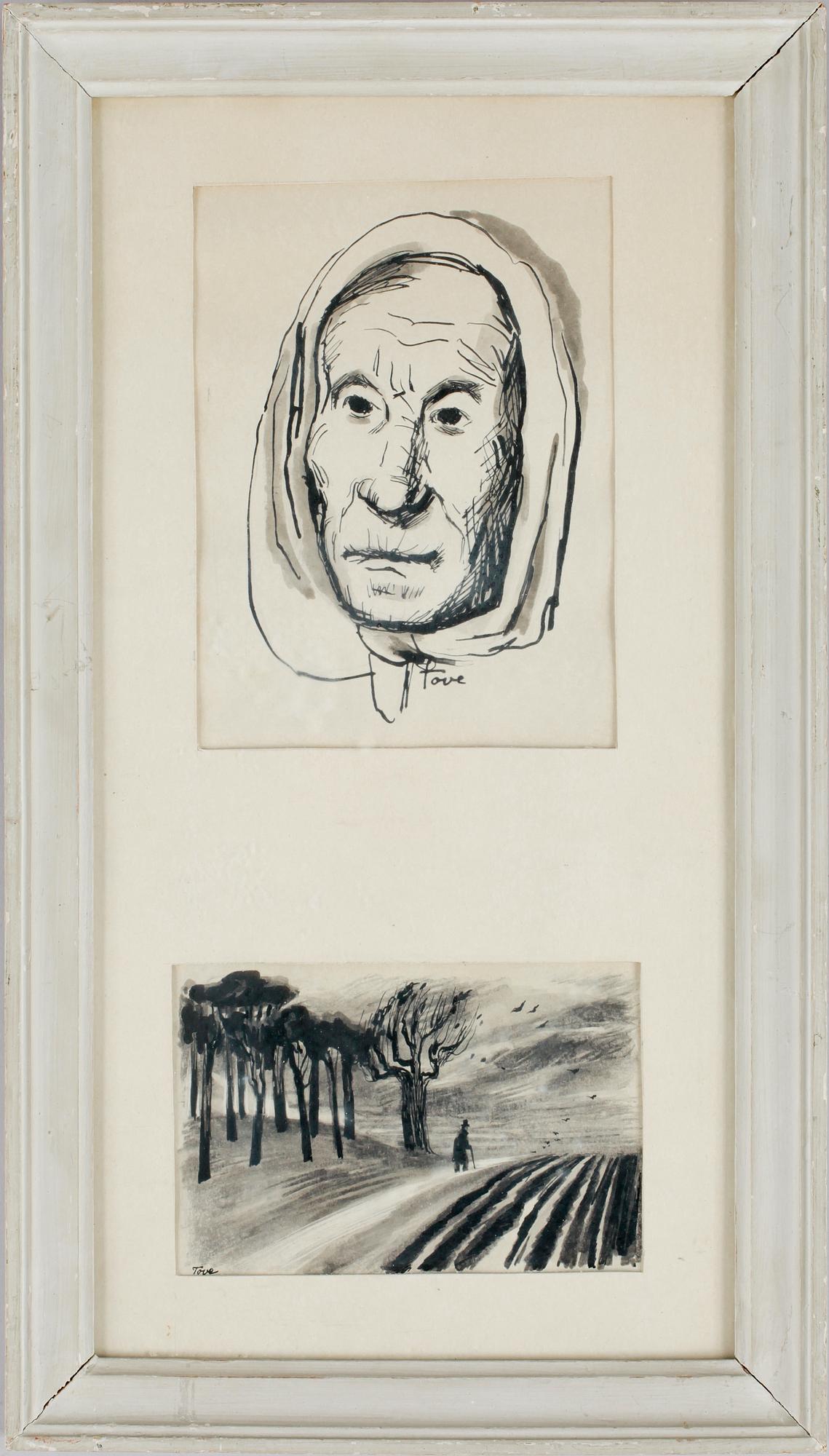 TOVE JANSSON, tuschteckningar, 2 st, sign.