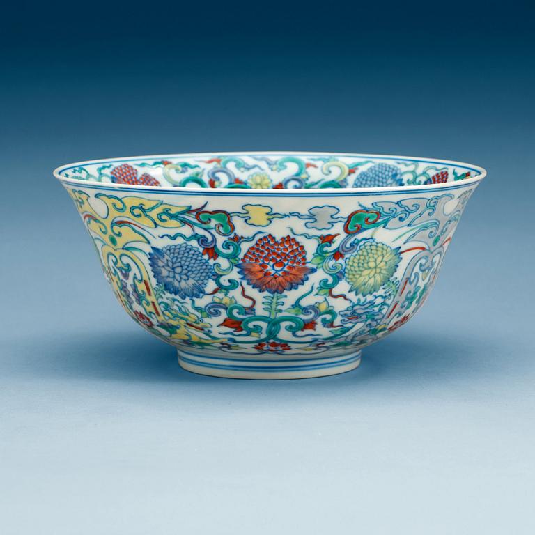 A doucai bowl, presumably Republic, with Yongzheng six character mark.