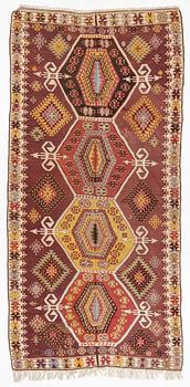 A Kelim carpet, Semi Antique, c. 380 x 180 cm.