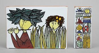 VASER, 2 st, och FAT, "Karneval", Stig Lindberg, Gustavsberg studio, fajans. I produktion 1958-1962.