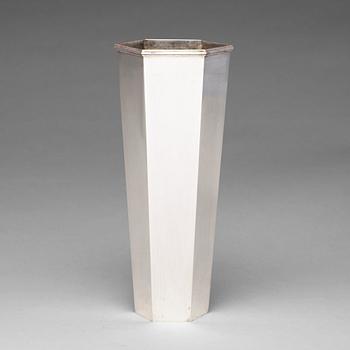 163. Wiwen Nilsson, a sterling silver hexagonal vase, Lund, Sweden 1965.