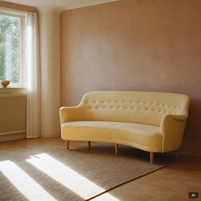 Carl Malmsten, a sofa, 'Samsas rund', AB O.H. Sjögren, Tranås.