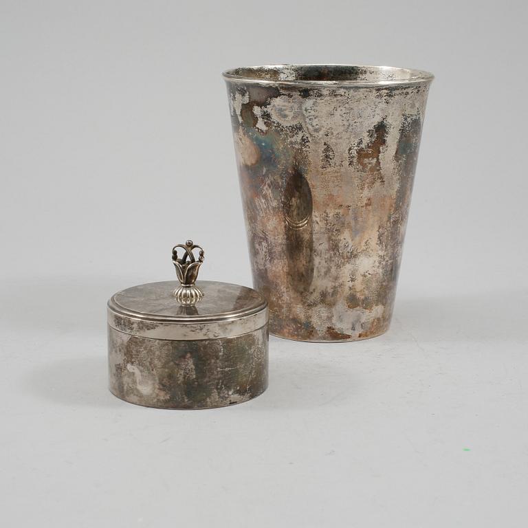 VAS OCH LOCKASK, silver, C.G Hallberg, Stockholm 1961 resp Harald Nielsen för Georg Jensen, Danmark, mellan 1933-1944.